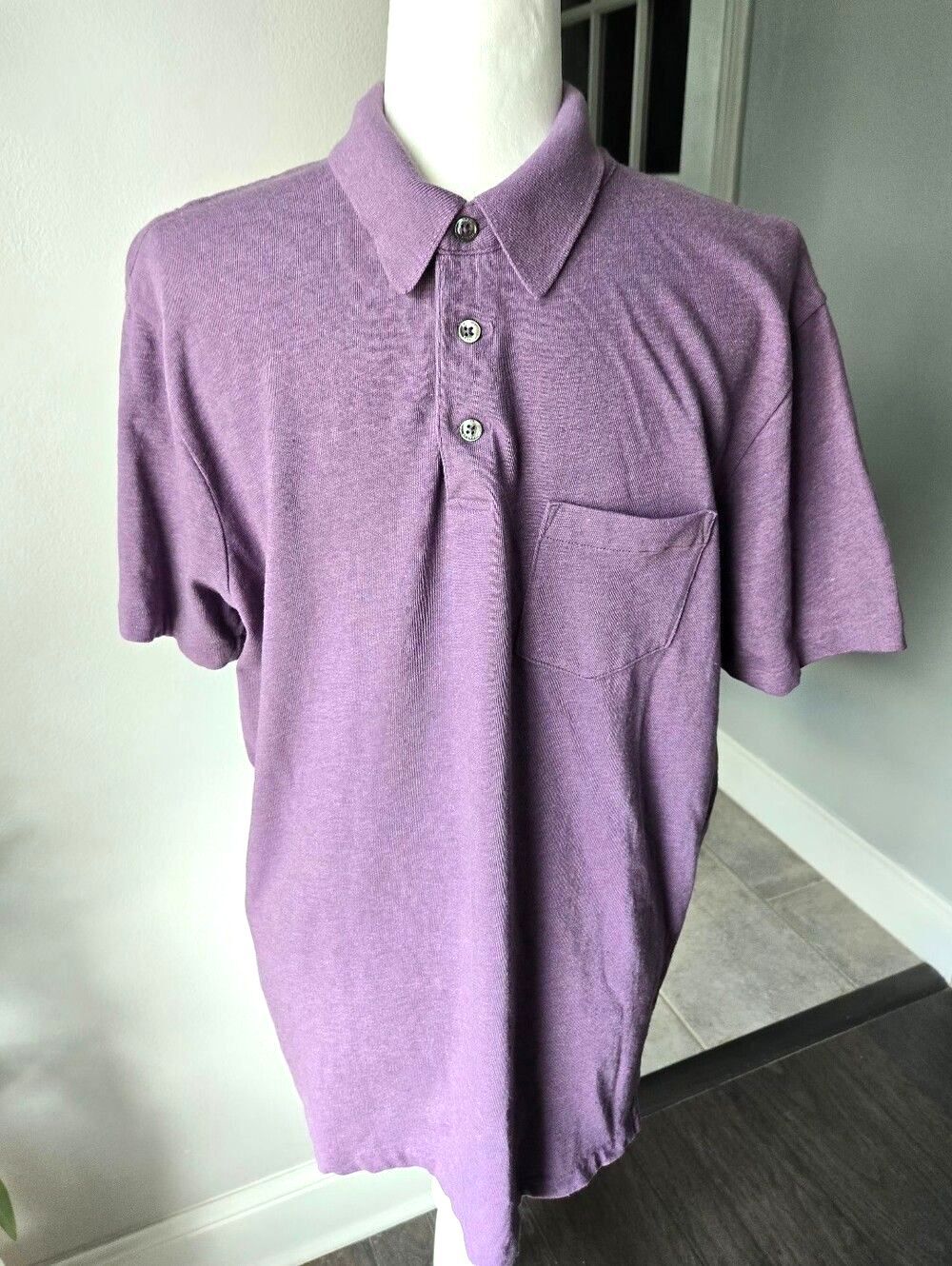 Vintage Polo Ralph Lauren Cotton Silk Knit Polo Shirt Purple Men's Size XL
